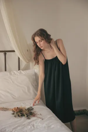 TOULOUSE Silk Slip Dress with Thin Straps (Black Silk)