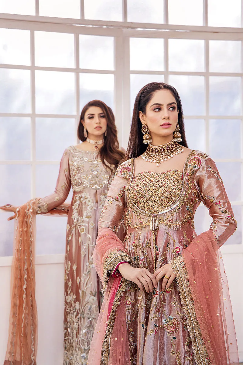 Traditional Peach Embroidered Dress in Gown Style Wedding Dress