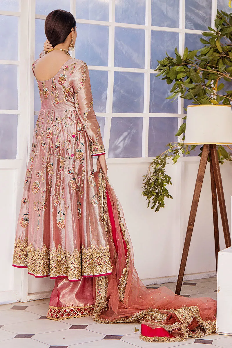 Traditional Peach Embroidered Dress in Gown Style Wedding Dress