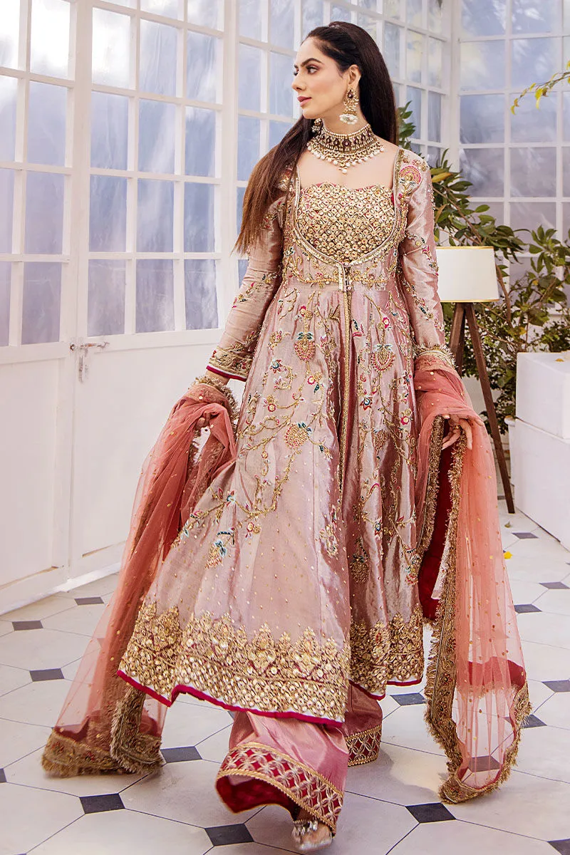 Traditional Peach Embroidered Dress in Gown Style Wedding Dress