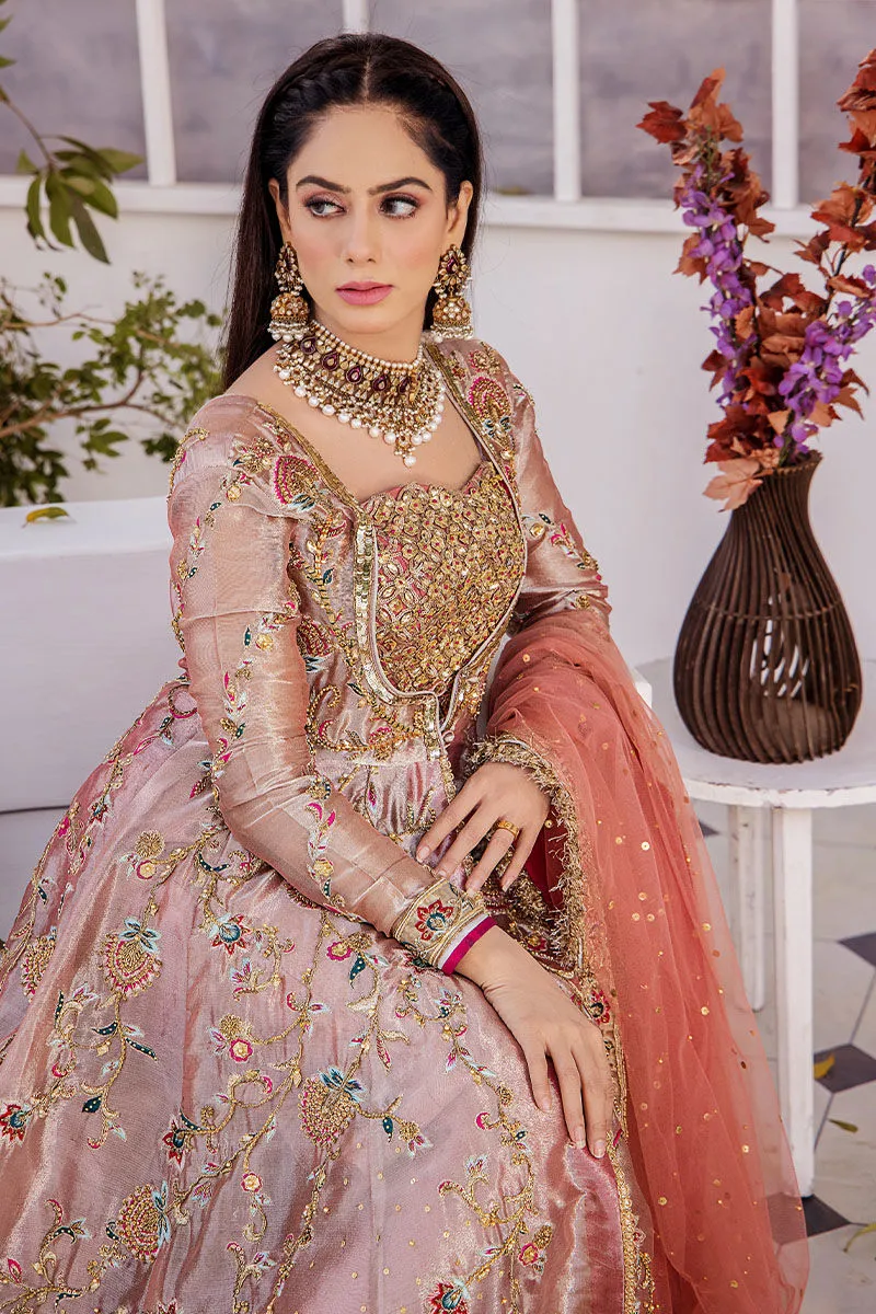 Traditional Peach Embroidered Dress in Gown Style Wedding Dress