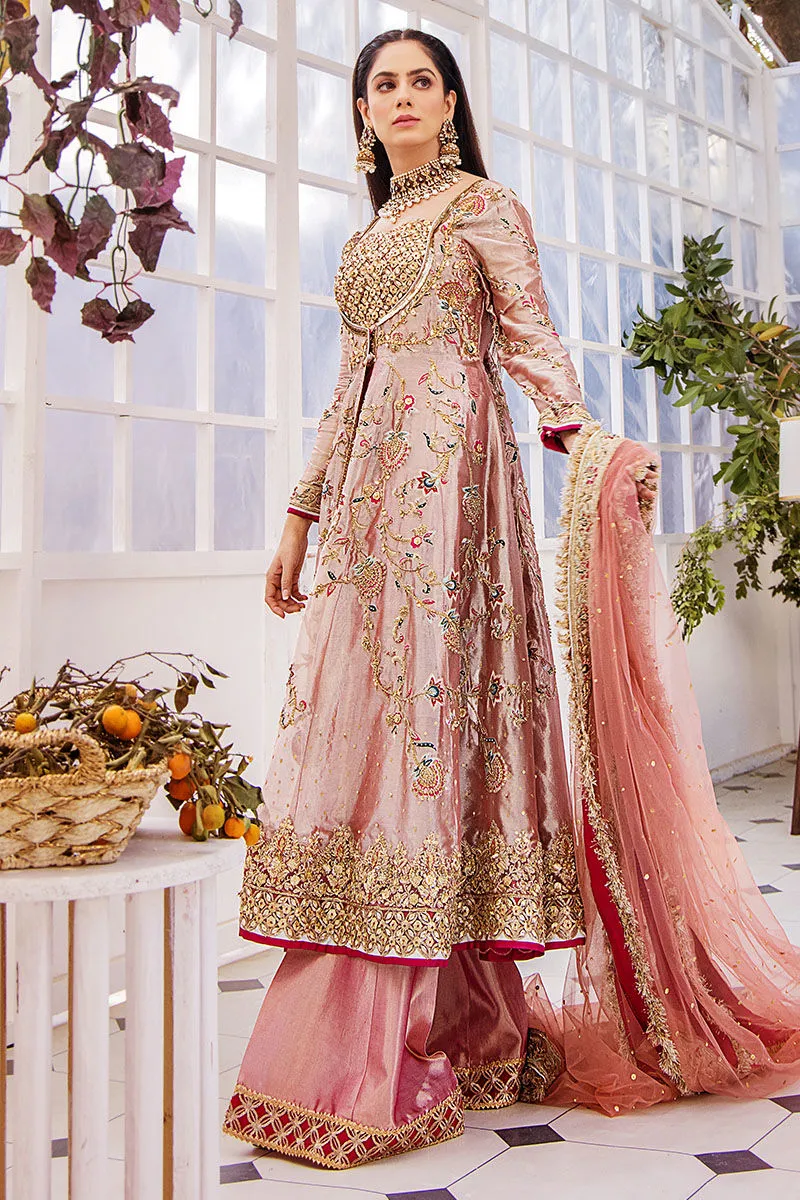 Traditional Peach Embroidered Dress in Gown Style Wedding Dress
