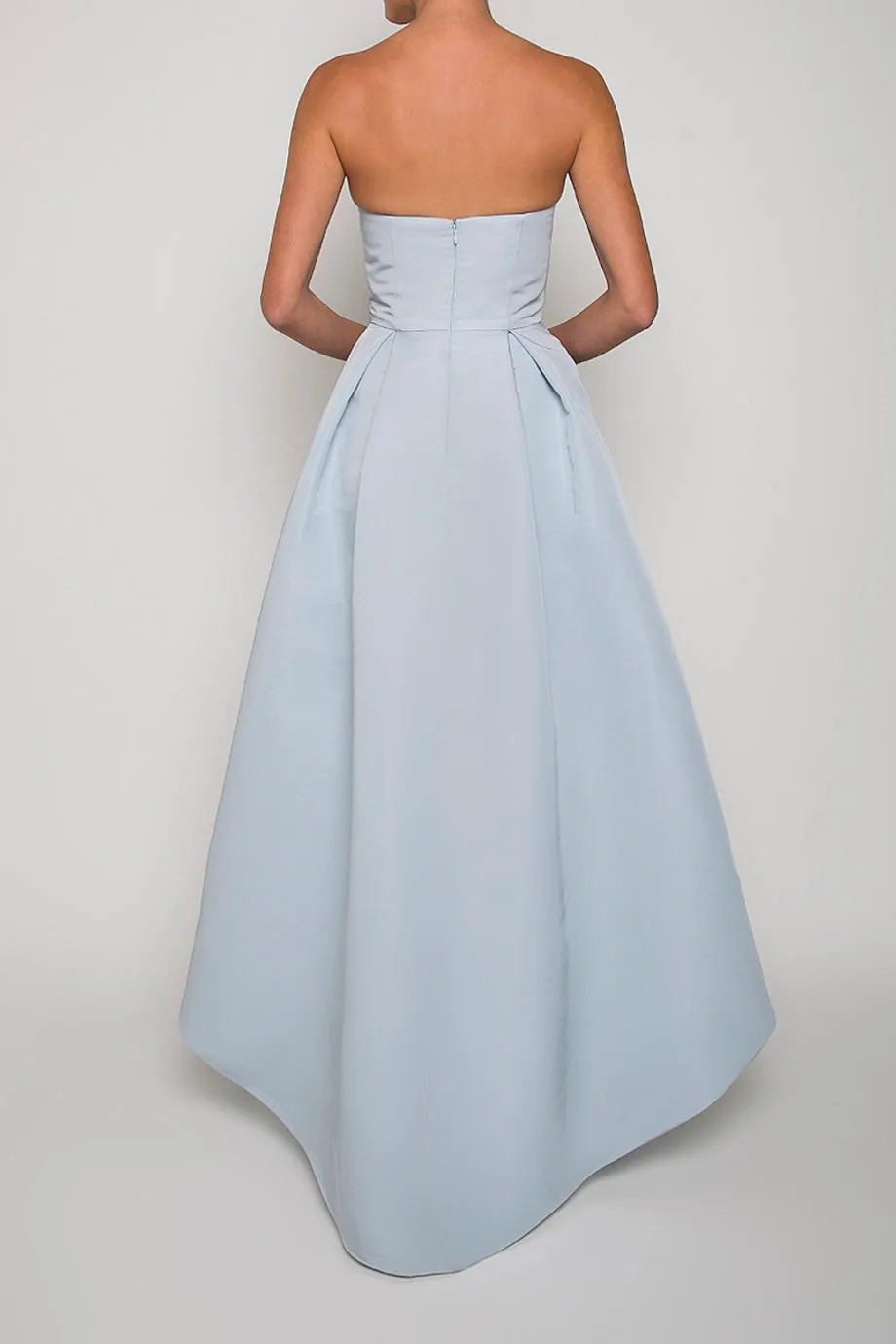 Twisted Bow Silk Faille High Low Gown