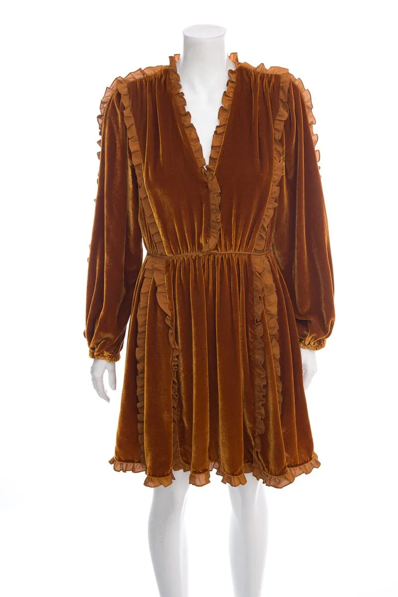 Ulla Johnson Marigold Velvet Long Sleeve Dress SZ 4
