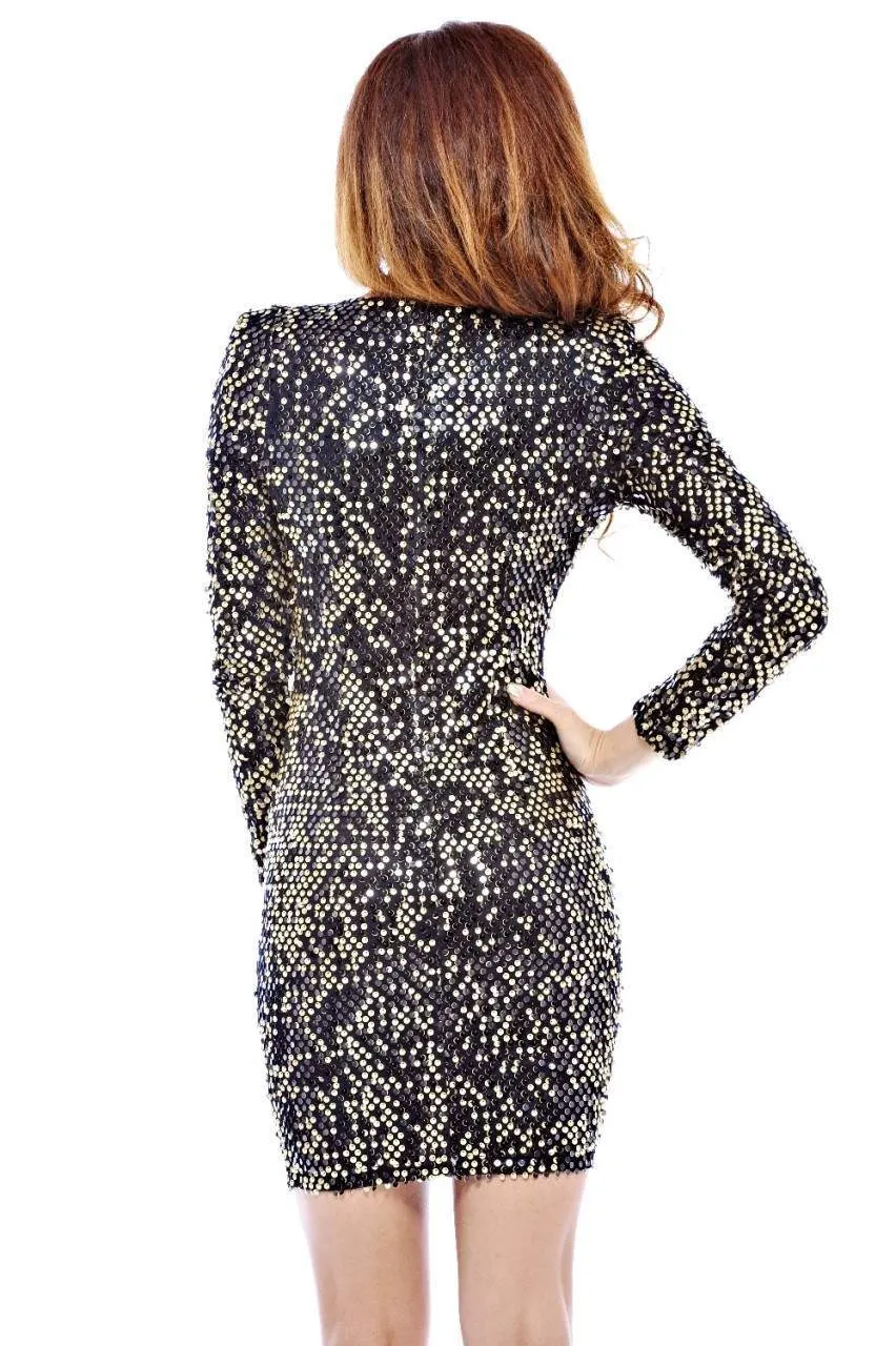 V Front Bodycon Sequin Dress