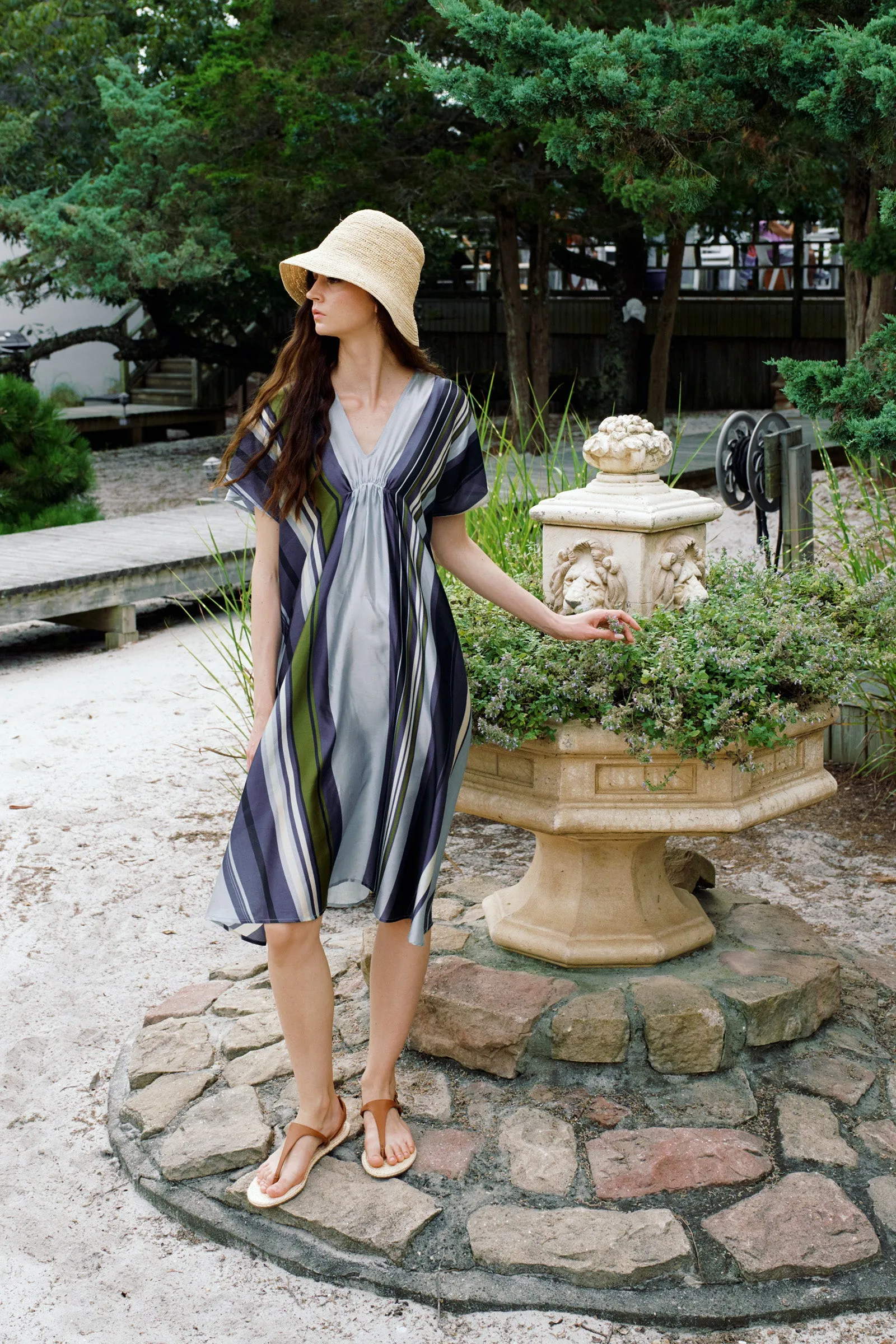 Vanna Gather Front Dress - Multi Stripe