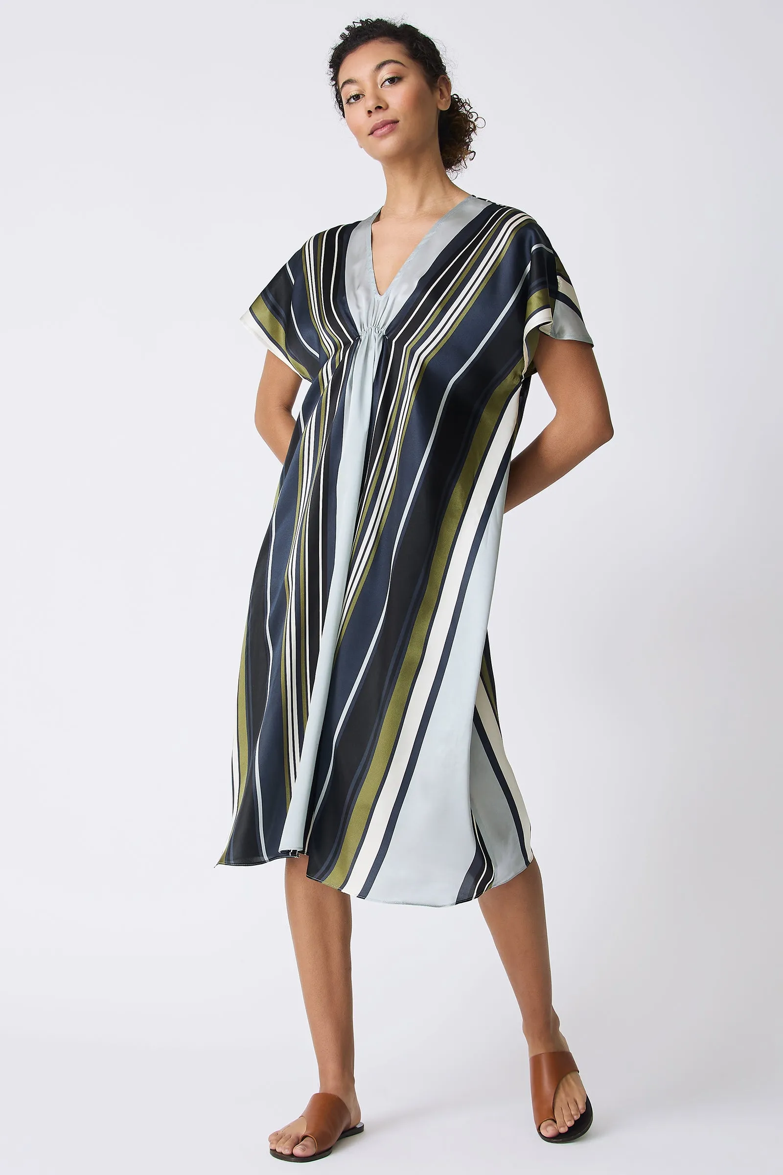 Vanna Gather Front Dress - Multi Stripe