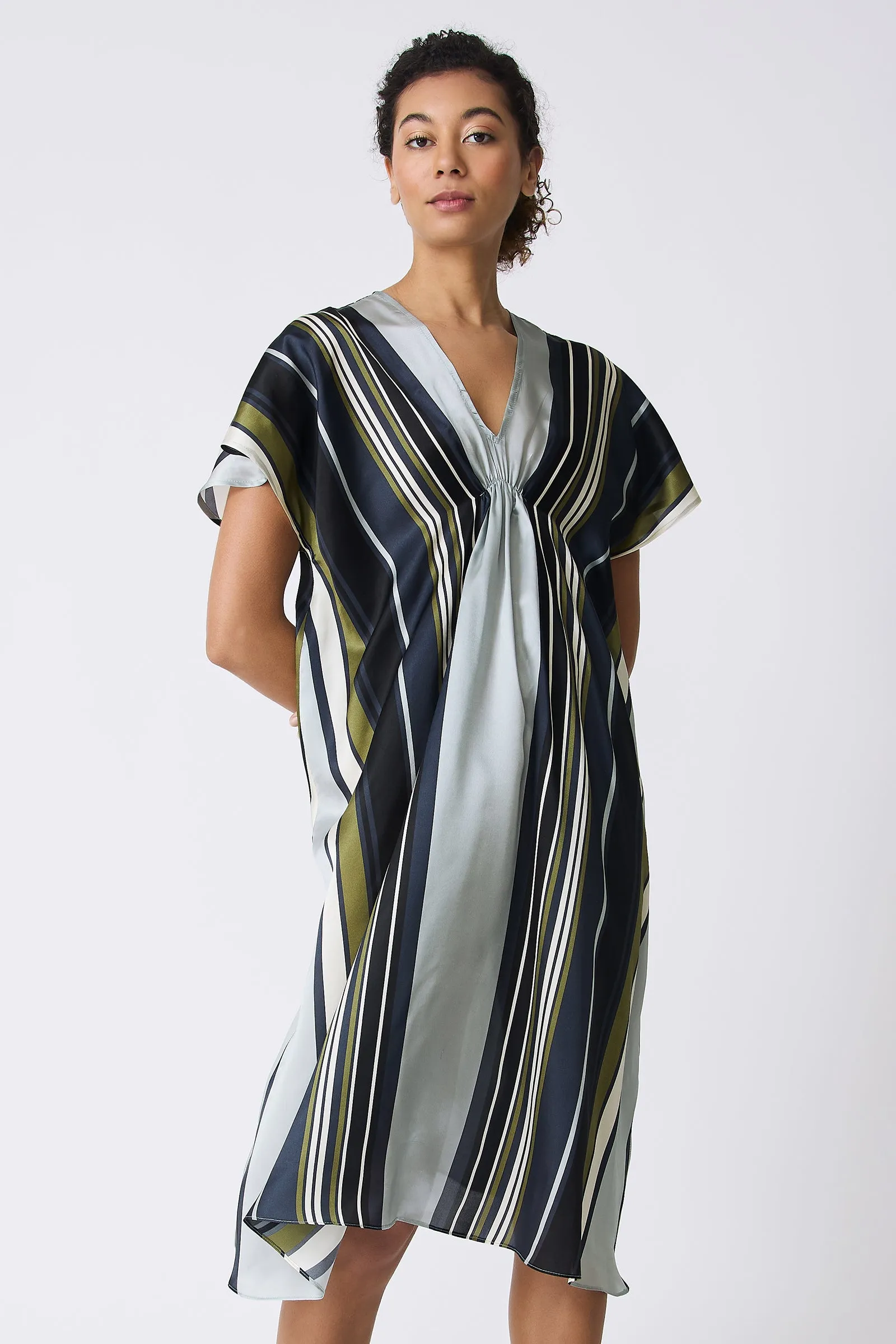 Vanna Gather Front Dress - Multi Stripe