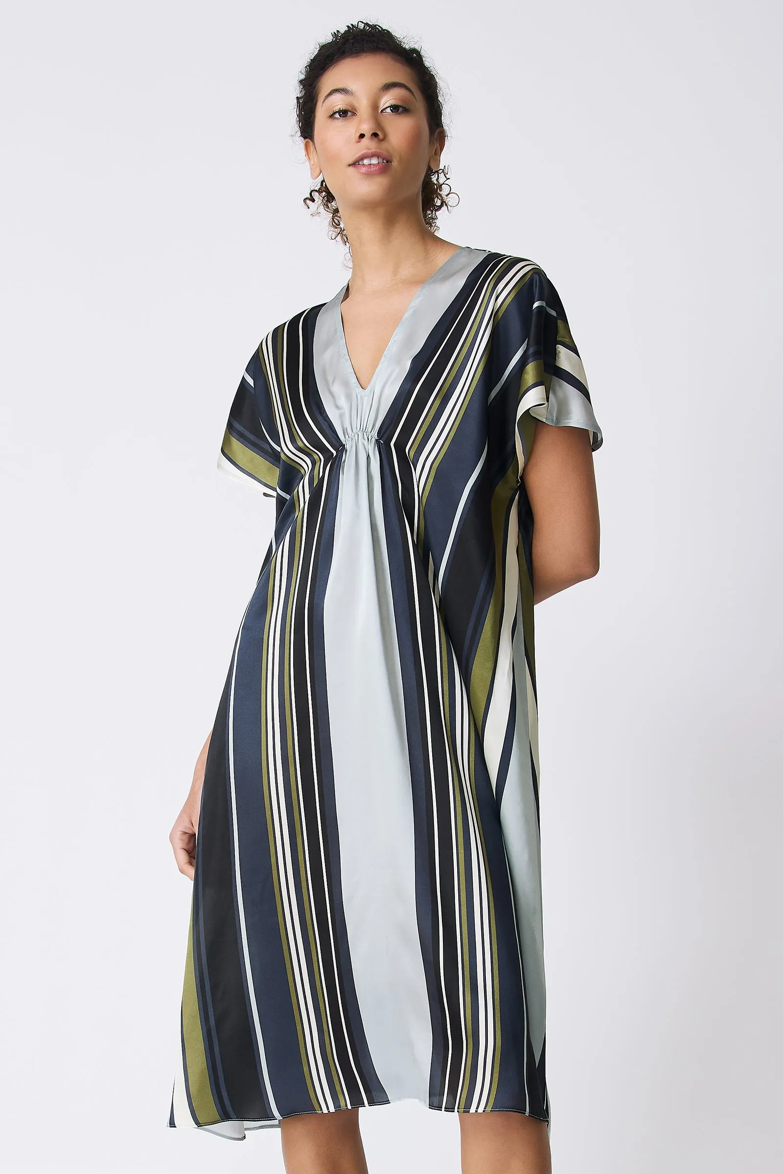 Vanna Gather Front Dress - Multi Stripe