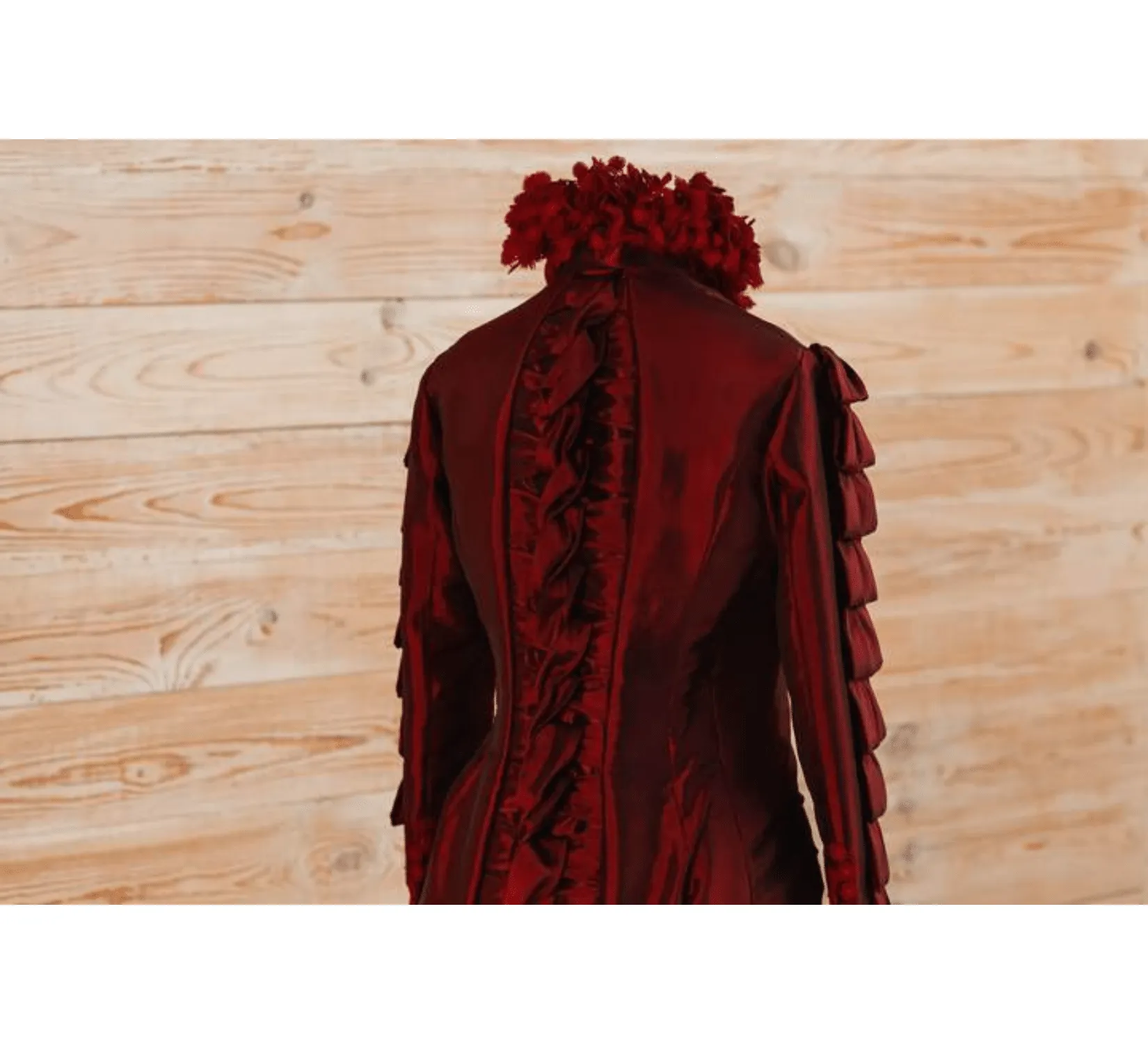 Victorian gothic red silk Lucille Sharpe Crimson Peak dress