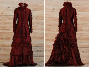 Victorian gothic red silk Lucille Sharpe Crimson Peak dress