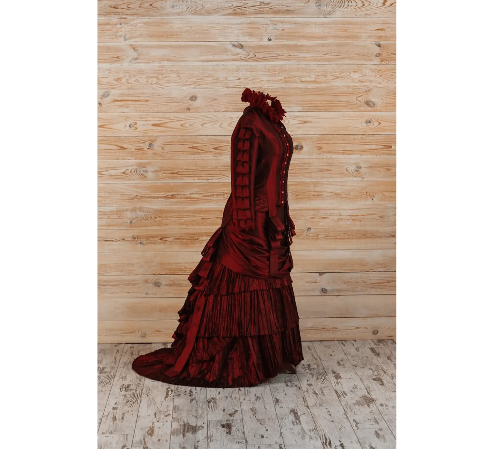 Victorian gothic red silk Lucille Sharpe Crimson Peak dress