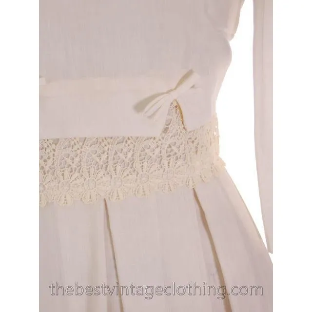 Vintage 1950s Ivory Raw Silk Summer  Day Dress with Short Jacket 34-27-Free