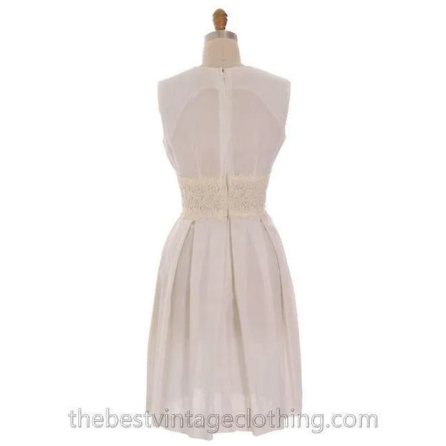 Vintage 1950s Ivory Raw Silk Summer  Day Dress with Short Jacket 34-27-Free