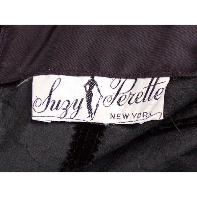 Vintage Black Velvet Gown Suzy Perette Exceptional New Look Late 1940s