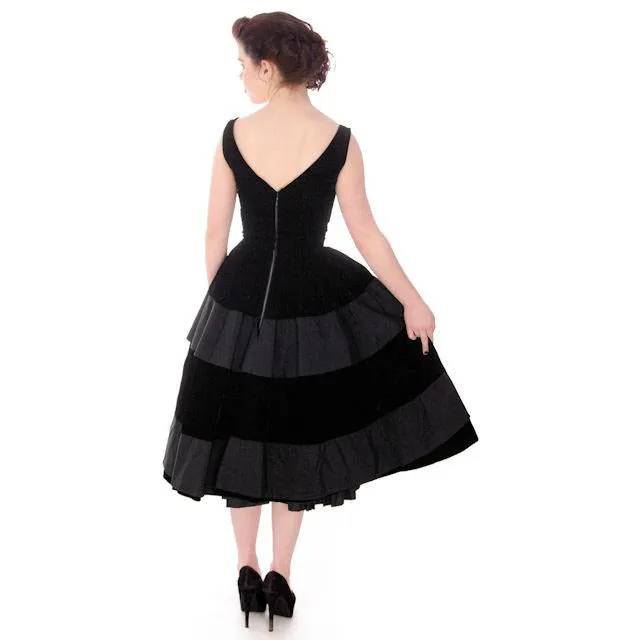 Vintage Black Velvet Gown Suzy Perette Exceptional New Look Late 1940s