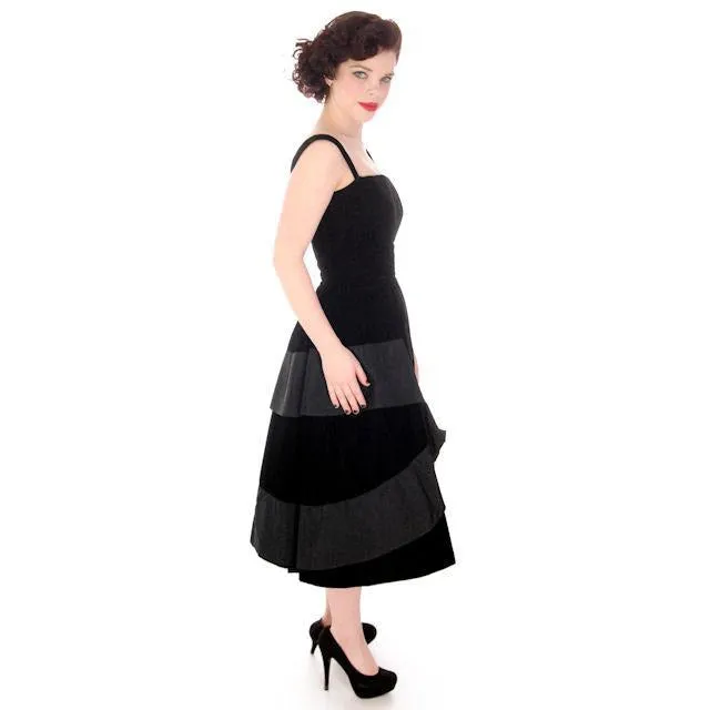 Vintage Black Velvet Gown Suzy Perette Exceptional New Look Late 1940s