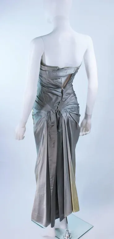 VINTAGE Gradient Pale Blue to Pale Yellow Draped Gown Size 2