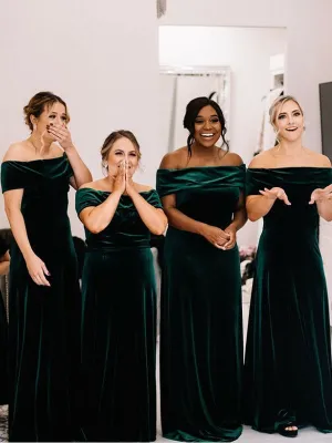 Vintage Straight Long Velvet Simple Bridesmaid Dresses, BD0544