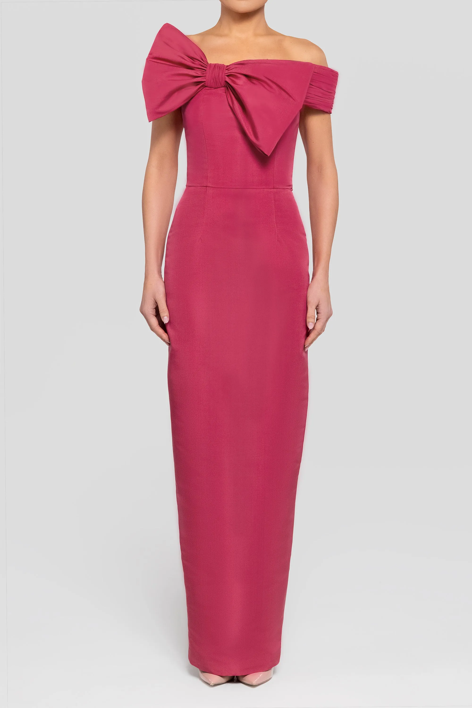 Violet Silk Faille Column Gown