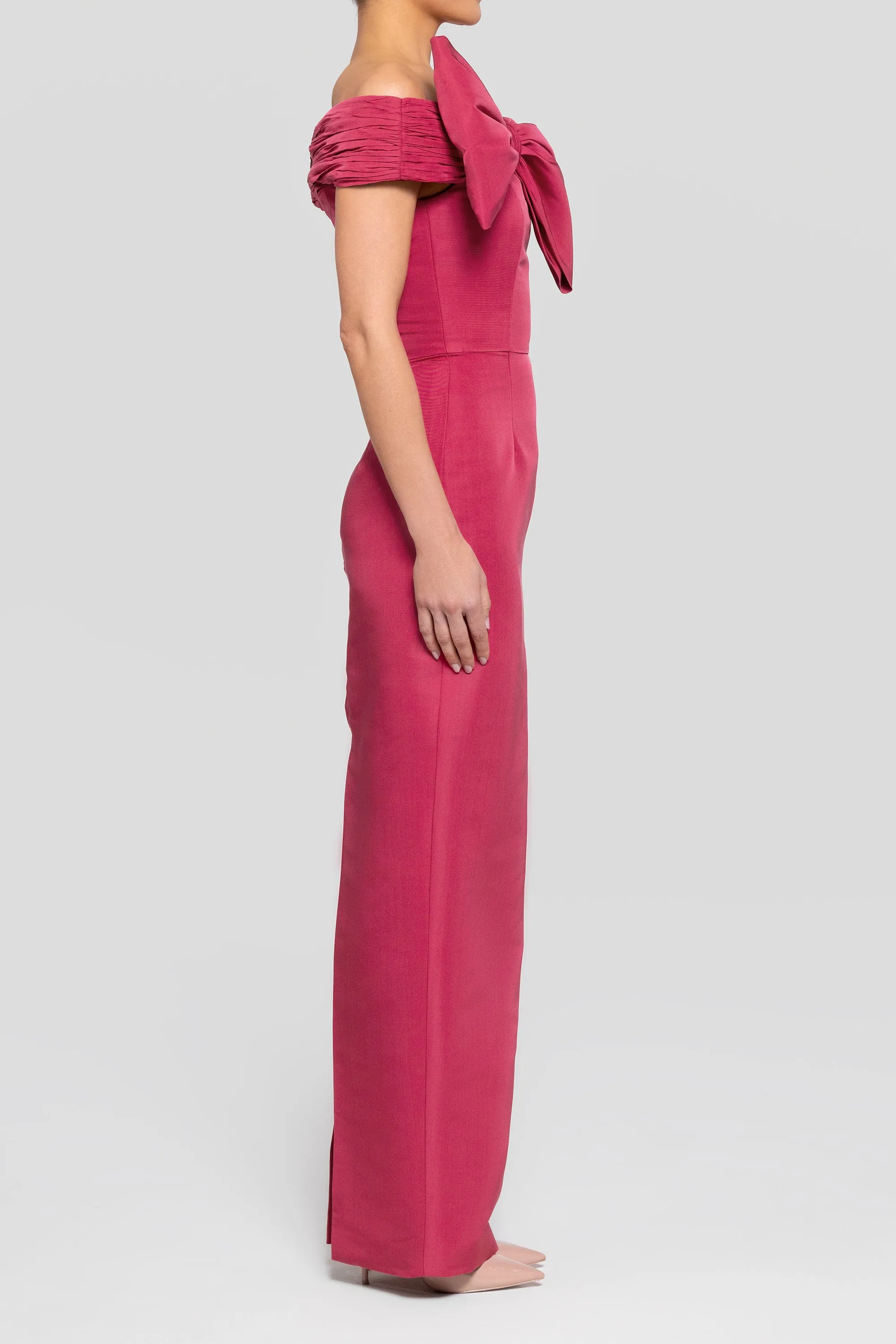 Violet Silk Faille Column Gown