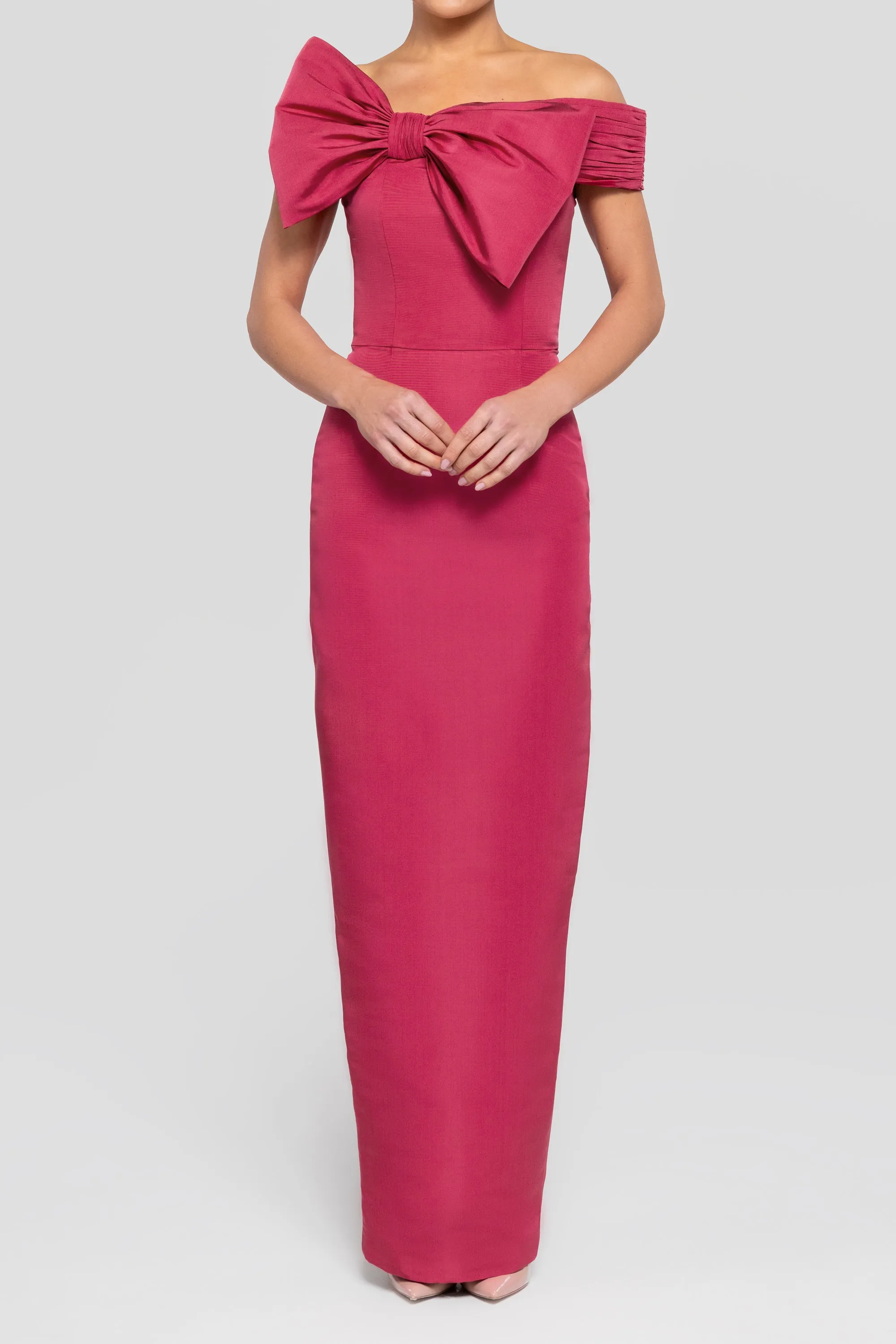 Violet Silk Faille Column Gown