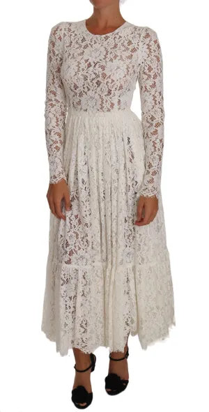 White Silk Floral Wedding Lace Gown