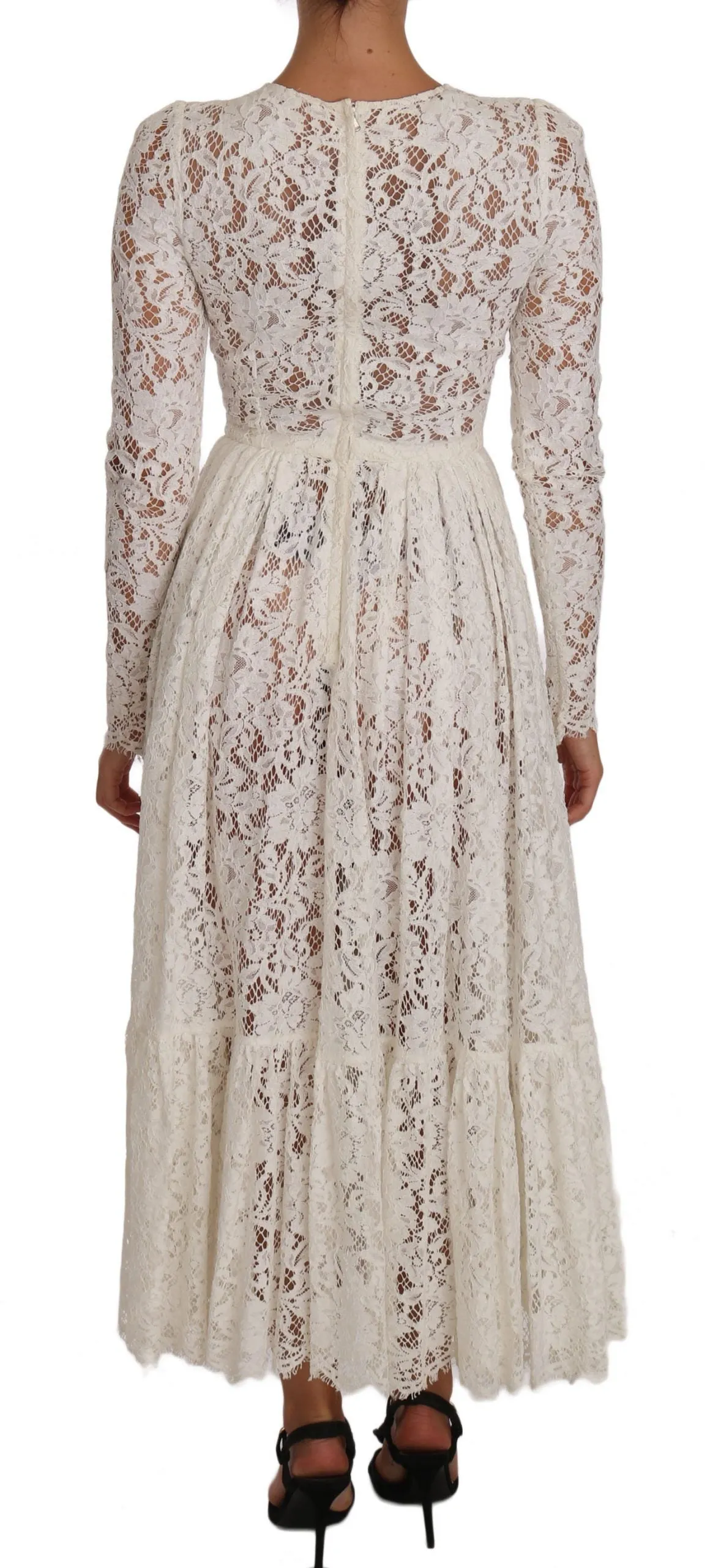 White Silk Floral Wedding Lace Gown