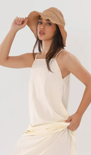 ZADIE Linen Slip Midi Dress (Cream)
