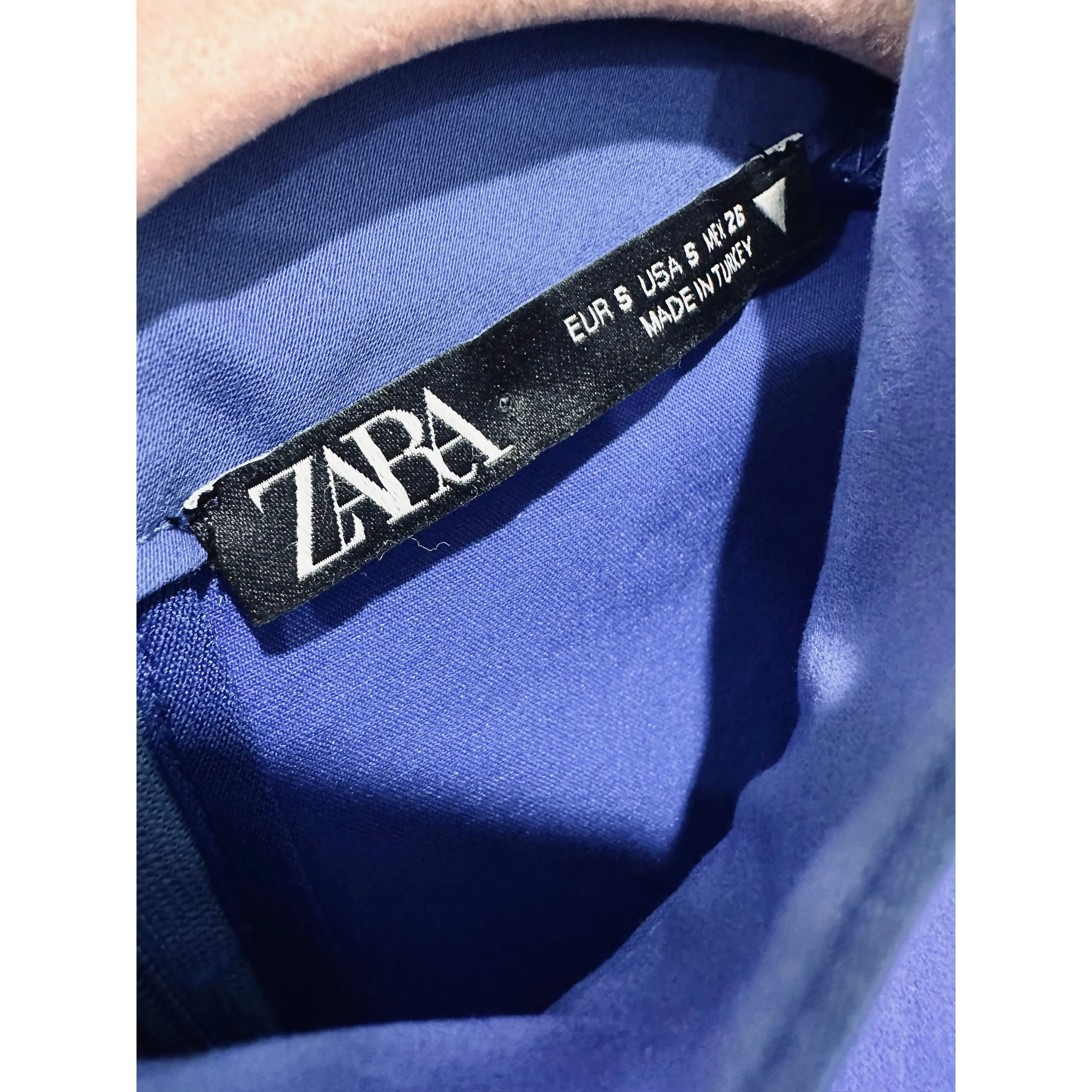 Zara Ruched Front and Back Mock Neck Bodycon Sleeveless Blue Dress