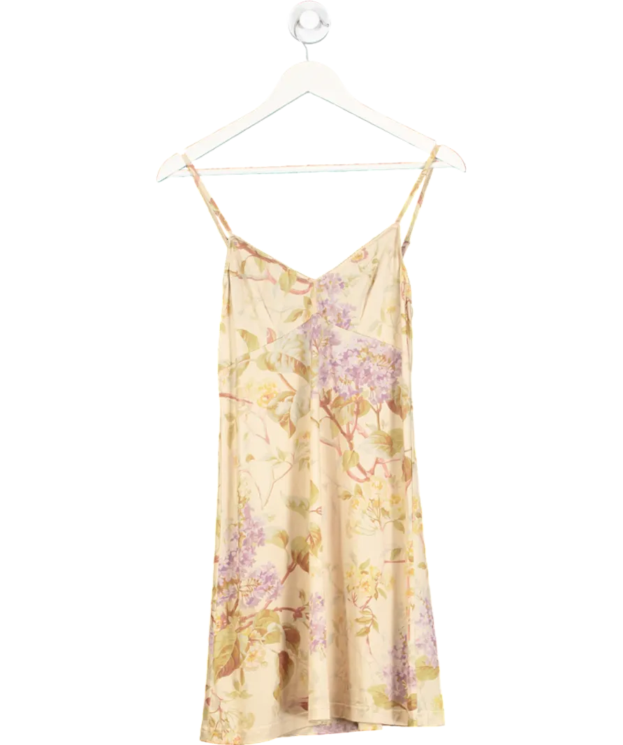 Zimmermann Beige Sabotage Tiered Lace Silk Mini Dress UK S